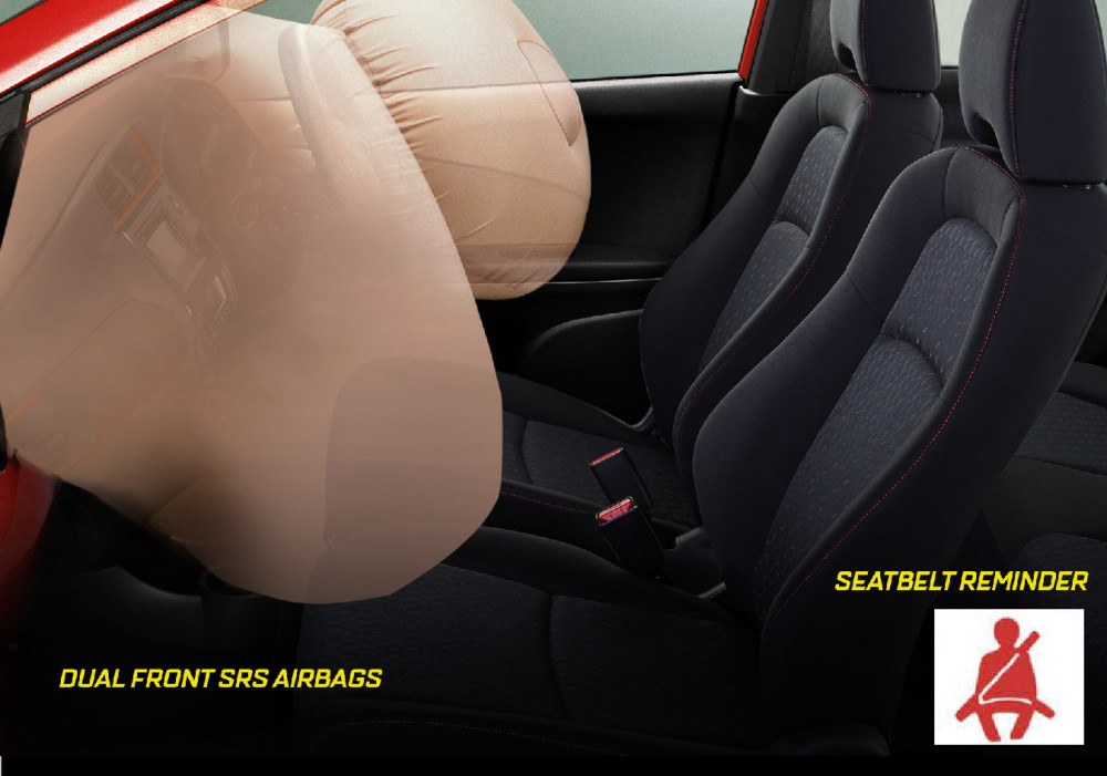 Dual Front SRS Airbag & Seatbelt Reminder